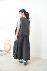 Charcoal worker style vest w/ elastic hem