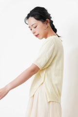 Lemon knit top w/ buttons split hem