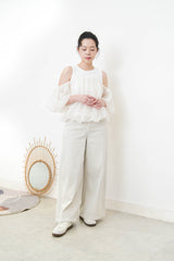 Light grey wide leg trousers