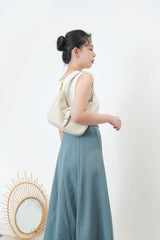 Ivory knit vest in pleats open back
