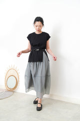 Black split hem vest w/ gather waist details