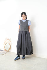 Grey split hem vest in premium wool