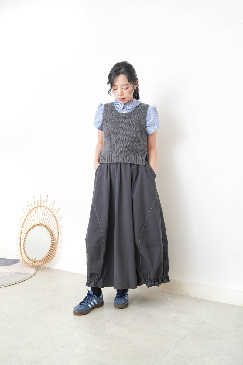 Grey split hem vest in premium wool
