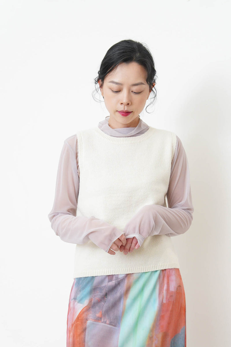 Gradient sheer top w/ loose turtle neck