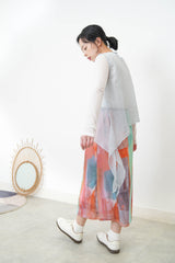 Baby blue sheer vest in asymmetrical cut