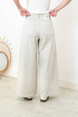 Light grey wide leg trousers