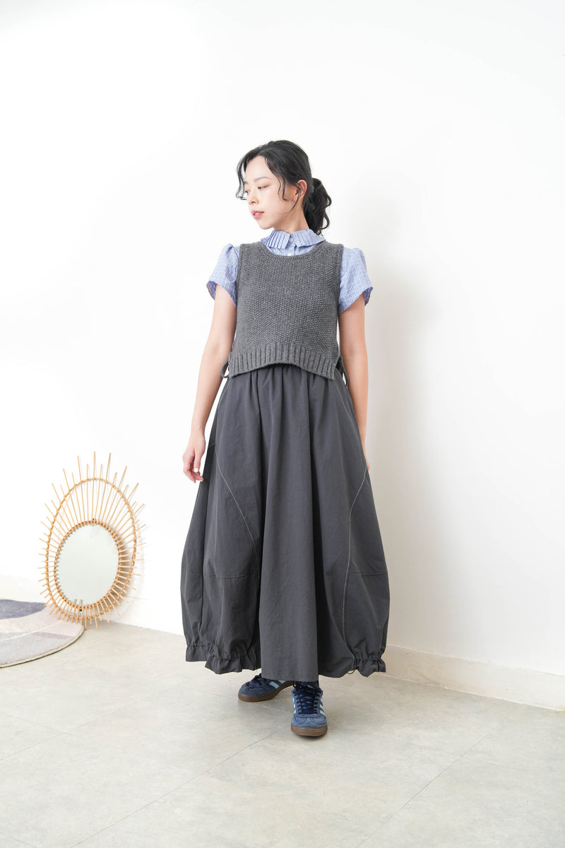Grey split hem vest in premium wool