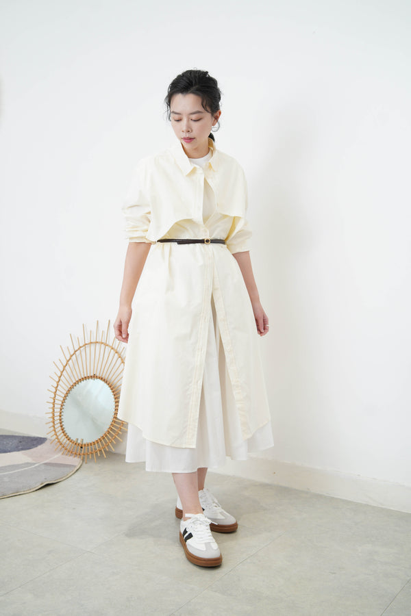 2 ways butter yellow shirt dress