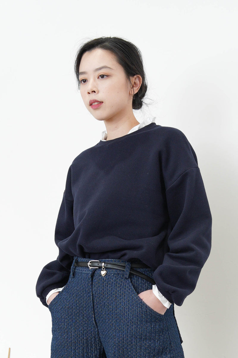 Navy pullover w/ white shirt layers