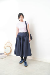 Navy A cut skirt w/ v shape cutting