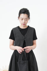 Charcoal grey knit crop vest w/ string