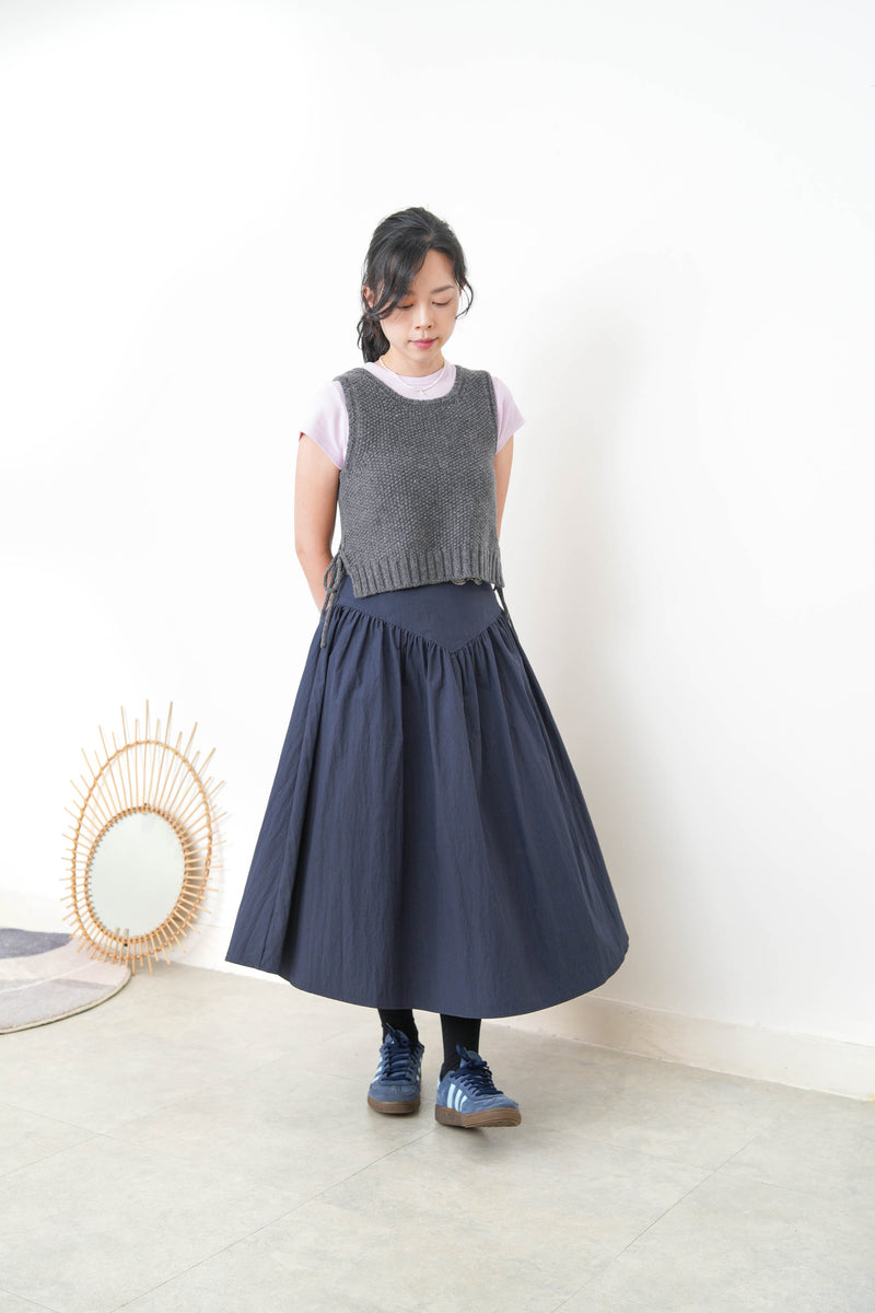 Grey split hem vest in premium wool