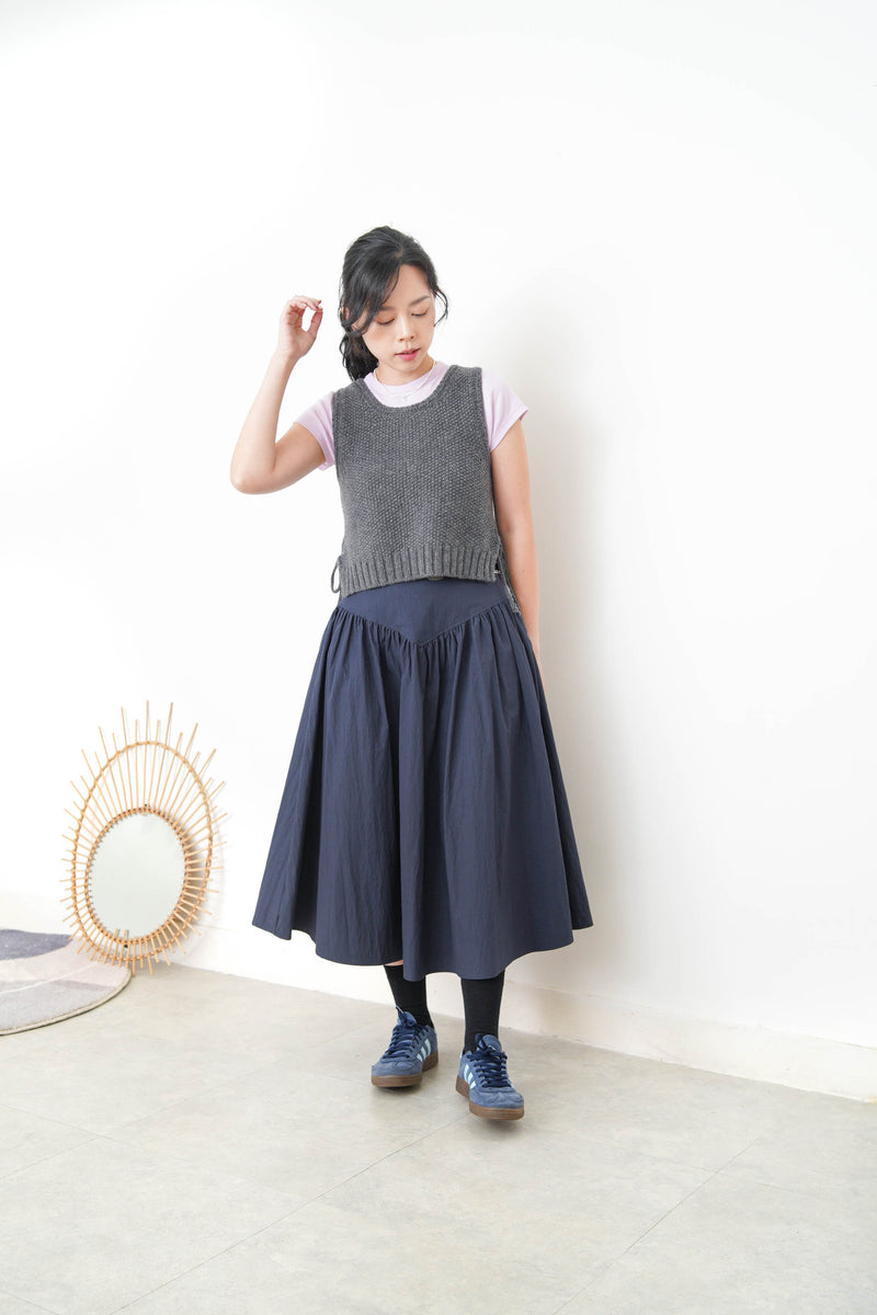 Grey split hem vest in premium wool