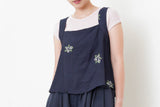 Navy square neck cami in cross embroidery