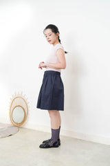 Navy pleats A cut short