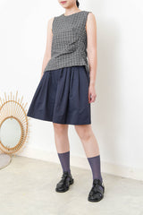 Black checked vest w/ waist pleats details