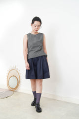 Navy pleats A cut short