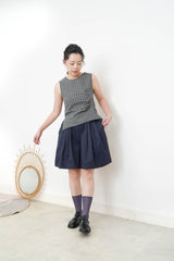 Navy pleats A cut short