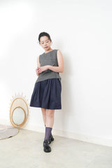 Navy pleats A cut short
