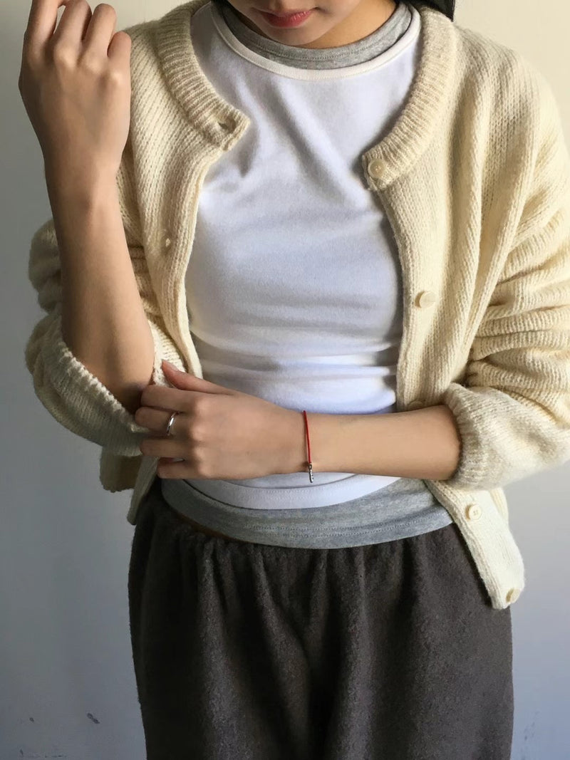 Red rope with silver beads bracelet