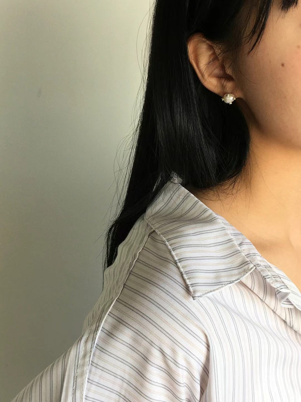 Oval pearl 925 silver earrings