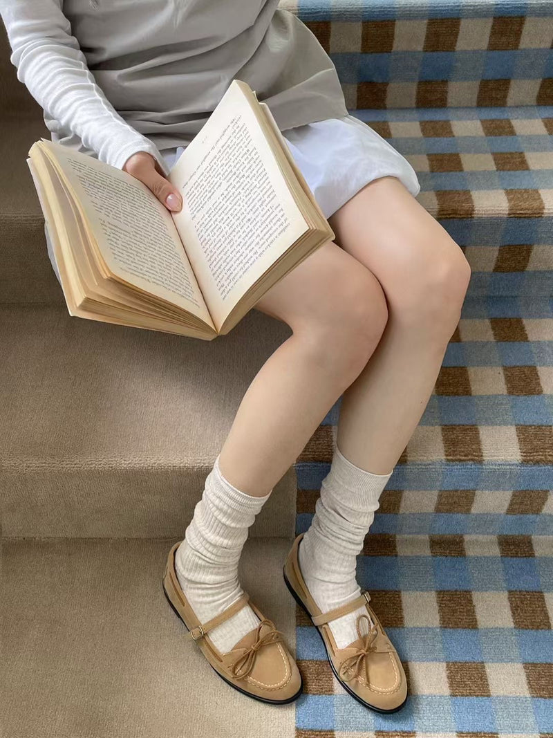 Suede style loafer with straps