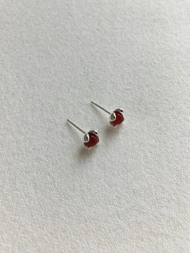 Stone silver earrings