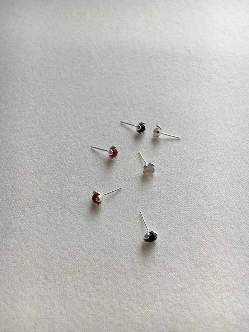Stone silver earrings