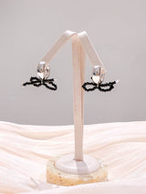 Black beads ribbon earrings