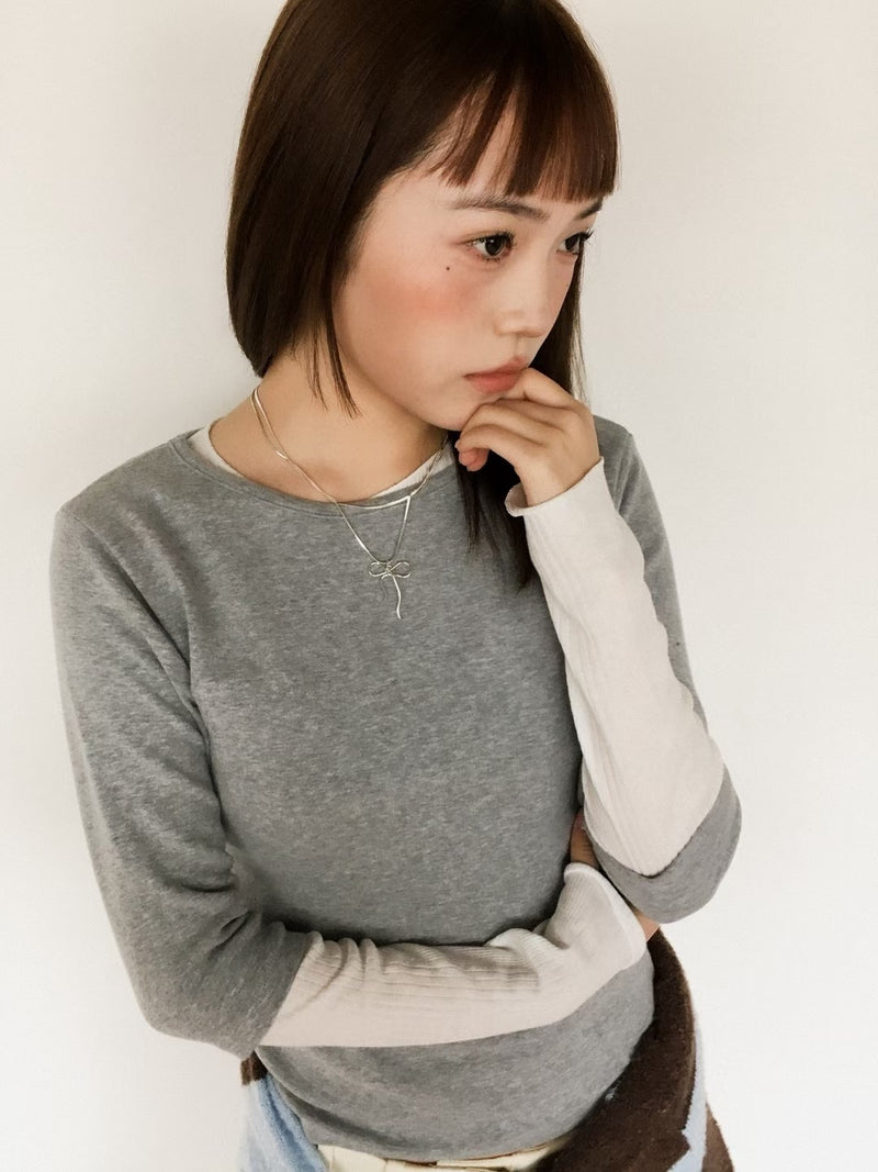 Ribbon necklace in double chain