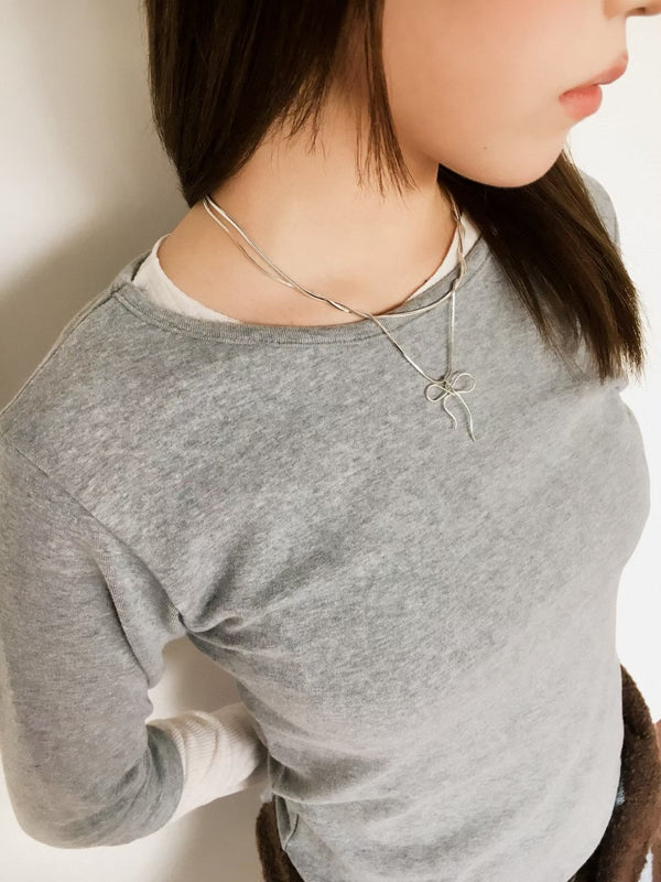 Ribbon necklace in double chain