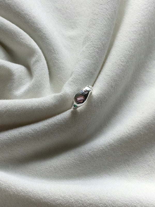 925 silver irregular earrings w/ stones