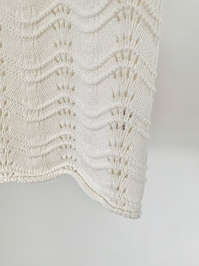Black wavy texture crochet vest