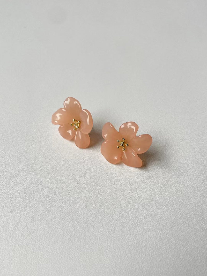 Orange 3D flower earrings