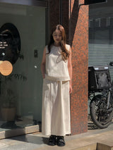 Ivory linen vest w/ pocket