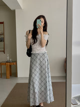 Blue checked skirt