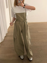 Khaki dungaree w/ details strings cami