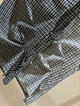 Navy checked vest w/ waist pleats details