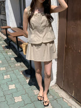 Beige Vest w/ ruffle trimming vest