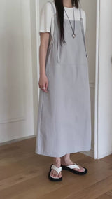 Light grey A cut overall dress w/ adj. straps