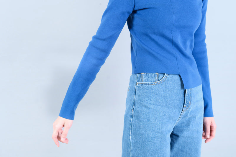Blue straight cut high waist jeans