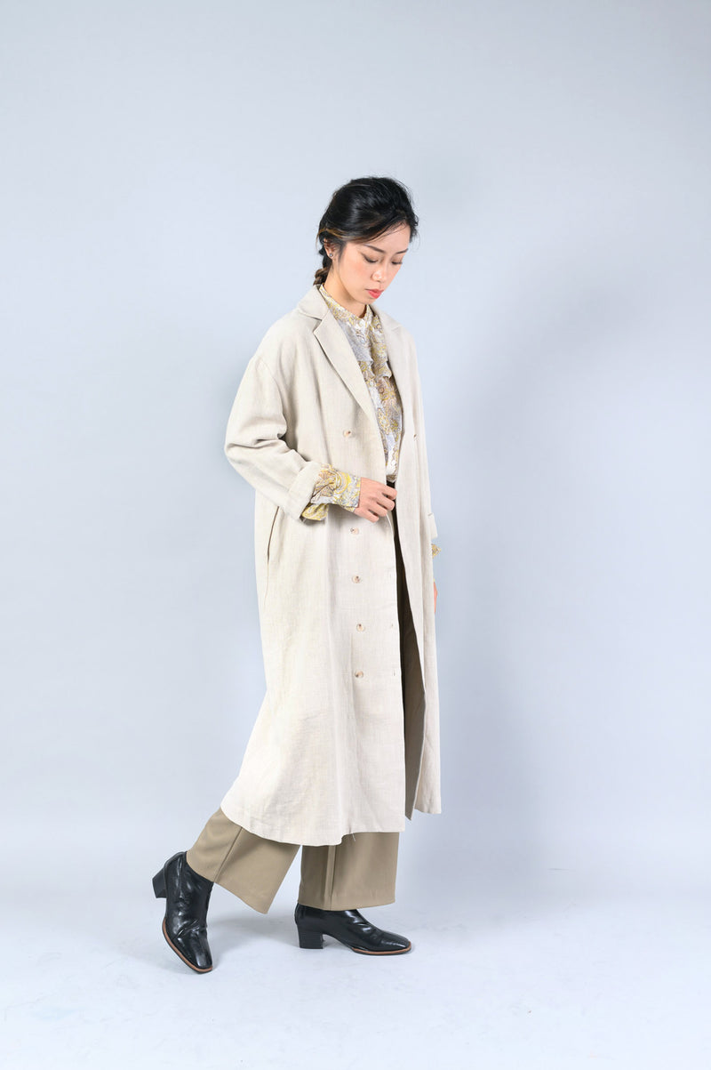 Wheat linen outer in double buttons