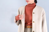 Beige wool coat w/ quilted inner