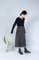 Black stripe knit top w/ buttons