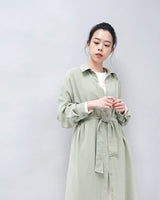 2 ways pale green shirt dress w/ outlined stitch