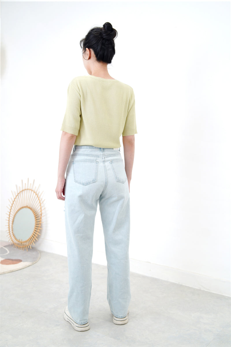 light blue straight cut summer jeans
