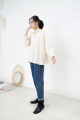2 ways cream blouse in flare cut