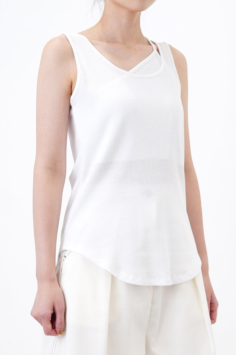 White round hem vest in asymmetric Inner