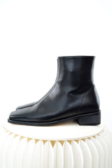 Black square toe boots