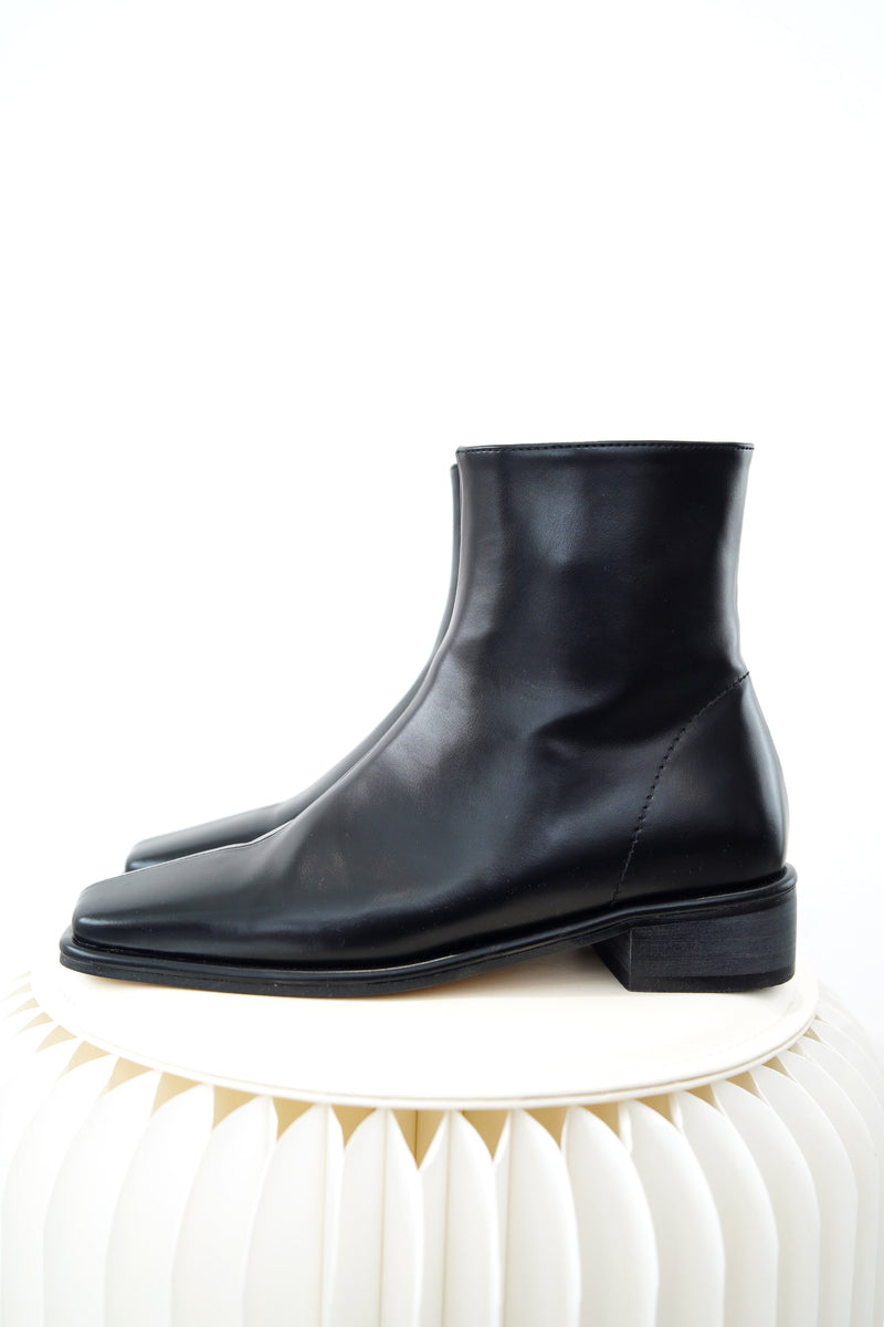 Black square toe boots